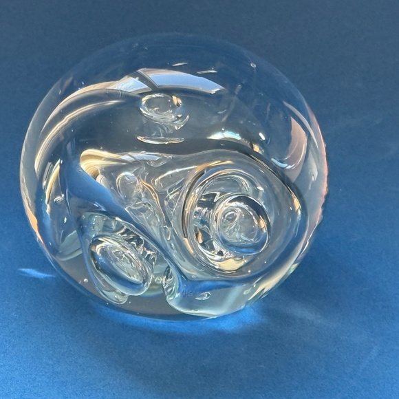 Karg Vintage Clear Art Glass Hand Blown Paperweight Controlled Bubbles - Picture 1 of 13